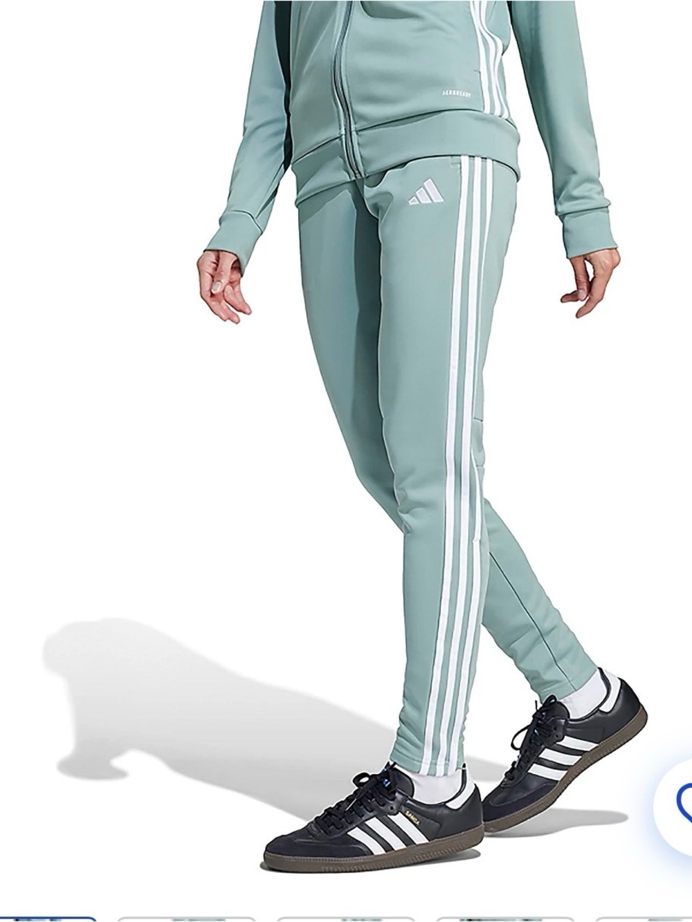 adidas Women's Mint Green Three-Stripe Track Pants